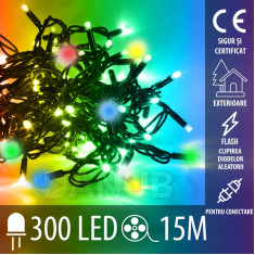 Lanț de lumină LED de Crăciun pentru exterior FLASH - pentru conectare - 300led - 15m - multicolor