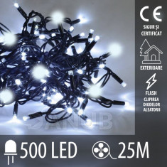 Lanț de lumină LED de Crăciun pentru exterior FLASH - 500led - 25m - alb rece / alb rece