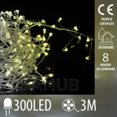 Micro lanț cu led de Crăciun pentru exterior + programator - 300 led - 3m alb rece + alb cald