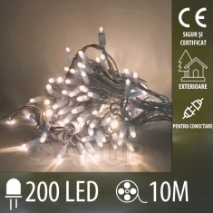 Lanț luminos LED de Crăciun de exterior pentru conectare - 200LED - 10M Alb cald