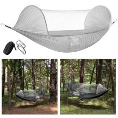 Hamac de camping cu plasă de țânțari - 200kg - 260x140cm - gri