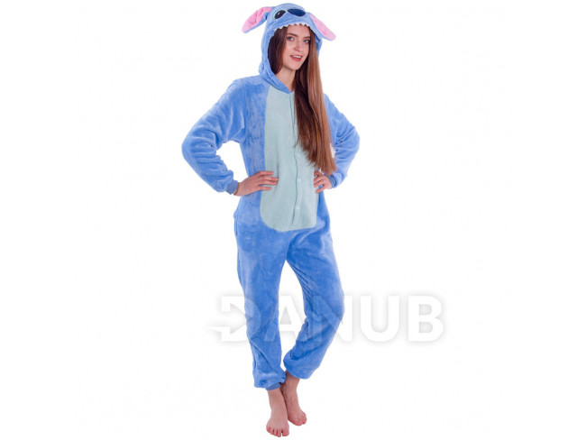 Salopetă pluș Kigurumi - model Stitch - mărime S - 155cm