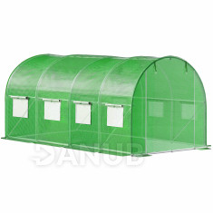 Seră de grădină cu folie UV4 - 140g/m2 - 4,5x2x2 m - verde